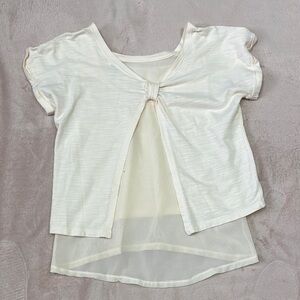 Cream Asymmetrical Tie back Blouse